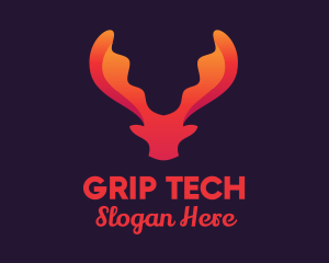 Red Orange Moose Antlers logo design