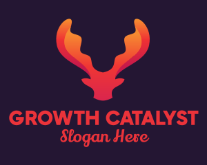 Red Orange Moose Antlers logo design