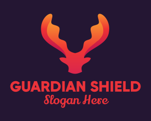 Red Orange Moose Antlers logo design