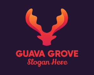 Red Orange Moose Antlers logo design