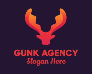 Red Orange Moose Antlers logo design