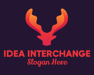 Red Orange Moose Antlers logo design