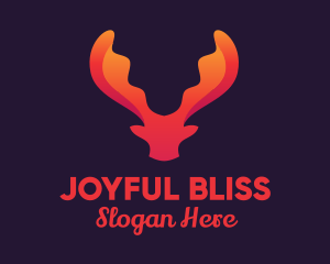 Red Orange Moose Antlers logo design