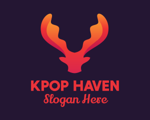 Red Orange Moose Antlers logo design