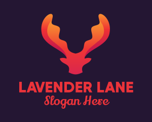 Red Orange Moose Antlers logo design