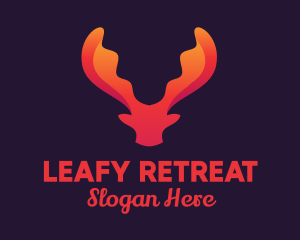 Red Orange Moose Antlers logo design