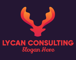 Red Orange Moose Antlers logo design