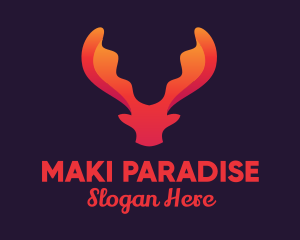 Red Orange Moose Antlers logo design