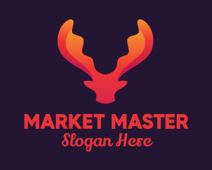 Red Orange Moose Antlers logo design