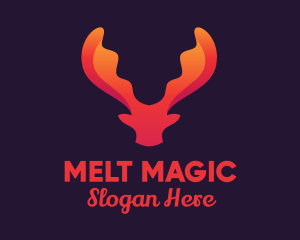 Red Orange Moose Antlers logo design