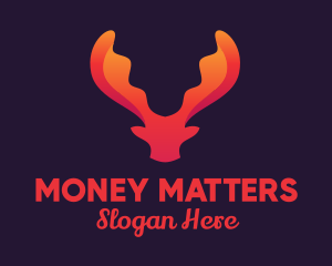 Red Orange Moose Antlers logo design