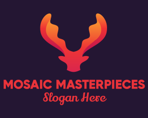 Red Orange Moose Antlers logo design