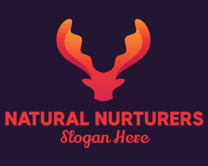 Red Orange Moose Antlers logo design