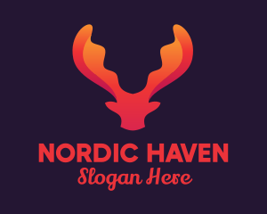 Red Orange Moose Antlers logo design