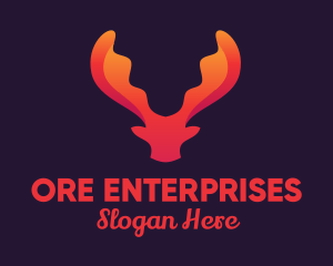 Red Orange Moose Antlers logo design