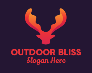 Red Orange Moose Antlers logo design