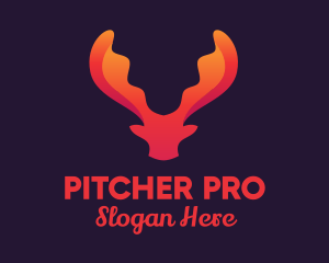 Red Orange Moose Antlers logo design