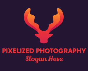 Red Orange Moose Antlers logo design