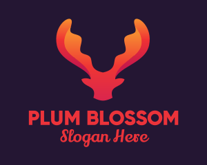 Red Orange Moose Antlers logo design