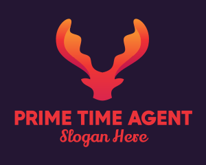 Red Orange Moose Antlers logo design