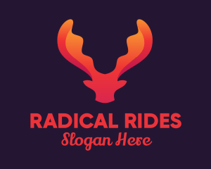 Red Orange Moose Antlers logo design