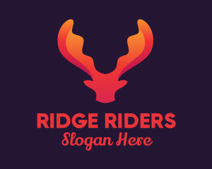 Red Orange Moose Antlers logo design