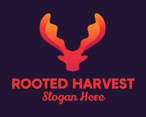 Red Orange Moose Antlers logo design