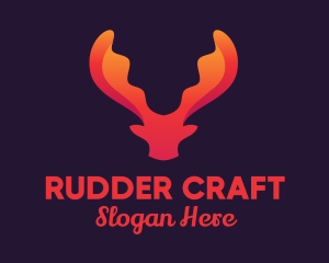 Red Orange Moose Antlers logo design