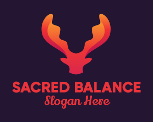 Red Orange Moose Antlers logo design