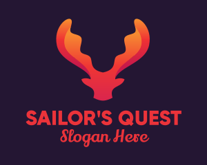 Red Orange Moose Antlers logo design