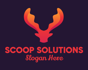 Red Orange Moose Antlers logo design