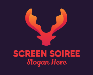 Red Orange Moose Antlers logo design