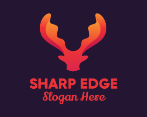 Red Orange Moose Antlers logo design