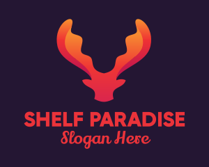 Red Orange Moose Antlers logo design