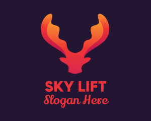 Red Orange Moose Antlers logo design