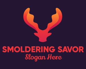 Red Orange Moose Antlers logo design