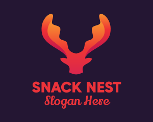 Red Orange Moose Antlers logo design