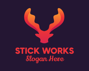 Red Orange Moose Antlers logo design