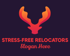 Red Orange Moose Antlers logo design