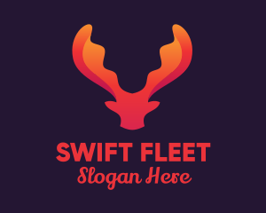 Red Orange Moose Antlers logo design