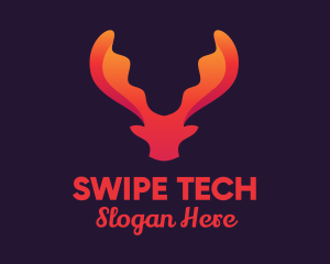 Red Orange Moose Antlers logo design