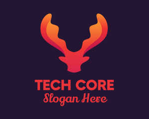 Red Orange Moose Antlers logo design