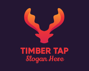 Red Orange Moose Antlers logo design