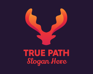 Red Orange Moose Antlers logo design