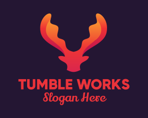 Red Orange Moose Antlers logo design