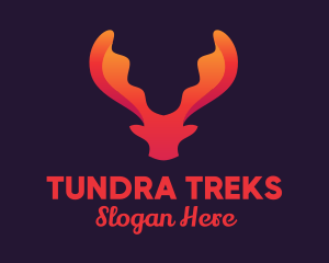 Red Orange Moose Antlers logo design