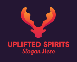 Red Orange Moose Antlers logo design