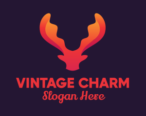 Red Orange Moose Antlers logo design