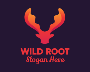 Red Orange Moose Antlers logo design