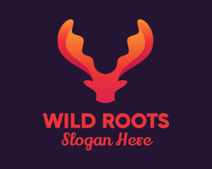 Red Orange Moose Antlers logo design